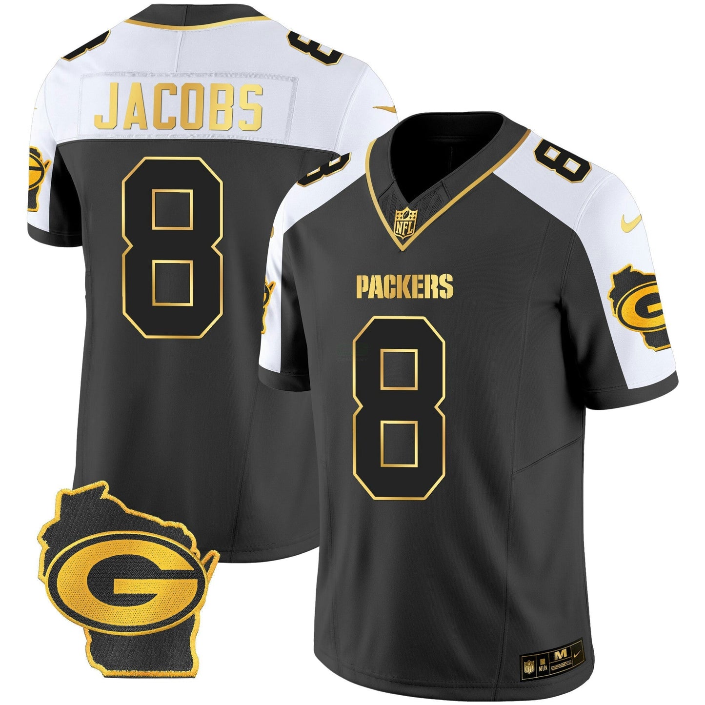 Camisa NFL Josh Jacobs Home Patch Dourada Vapor Jersey
