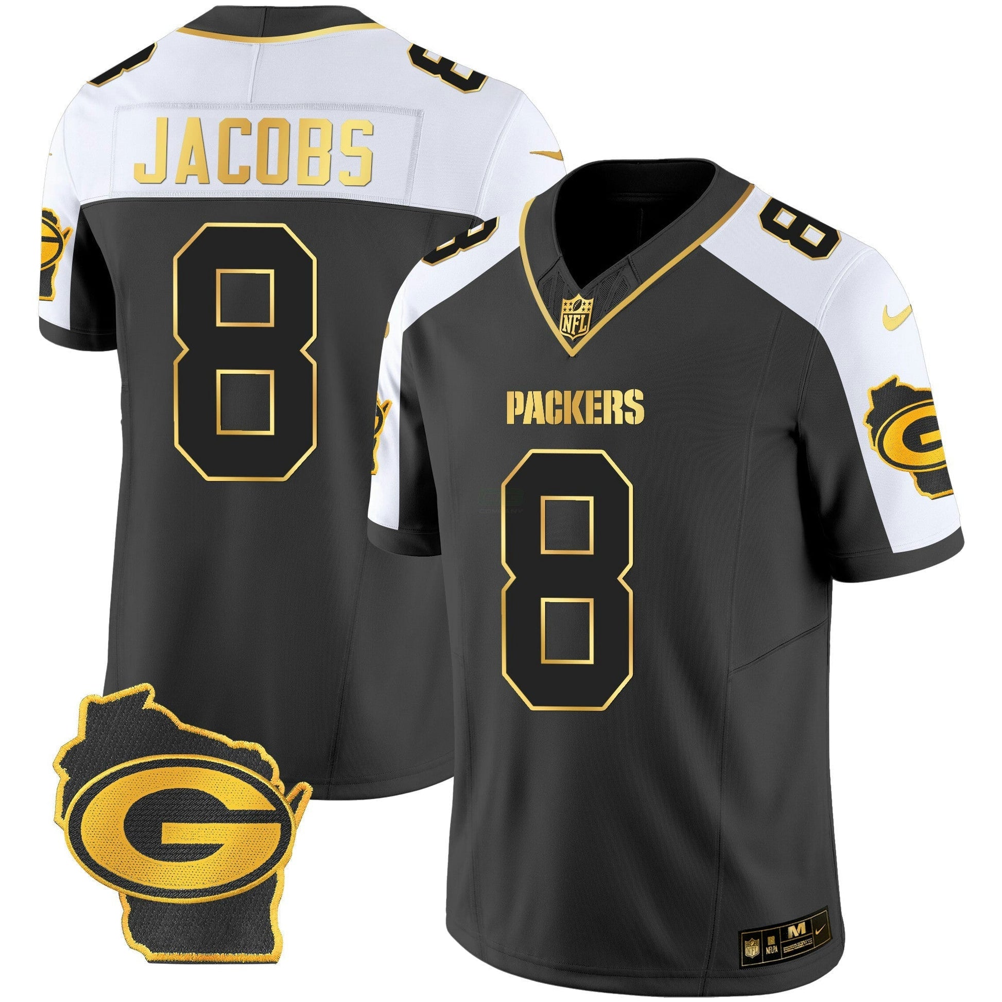 Camisa NFL Josh Jacobs Home Patch Dourada Vapor Jersey