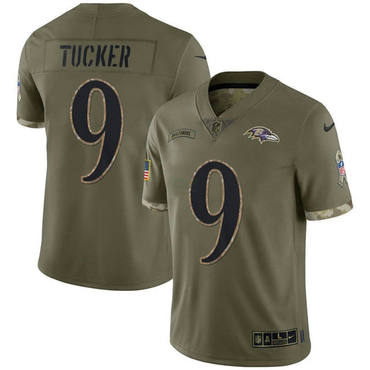 Camisa NFL Justin Tucker Baltimore Olive Salute To Service Jersey