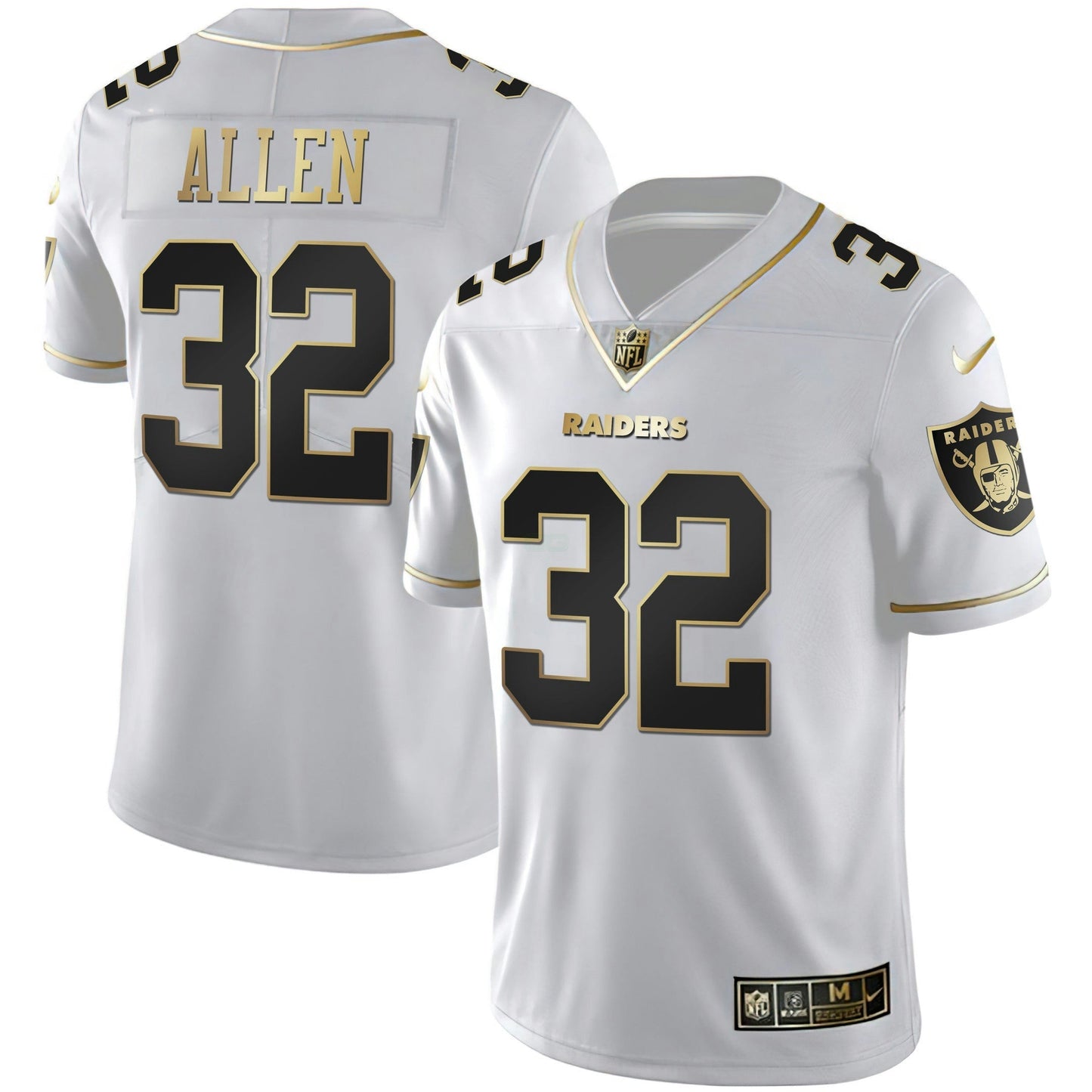 Camisa NFL Marcus Allen Branca Dourada & Preta Dourada Jersey