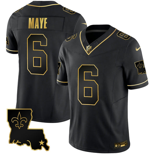 Camisa NFL Marcus Maye 1987 Legacy Dourada Vapor Jersey - Preta Dourada