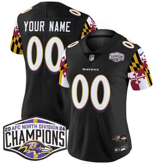 Camisa NFL Maryland Flag 2024 AFC North Division Champions Patch Vapor Limited Jersey