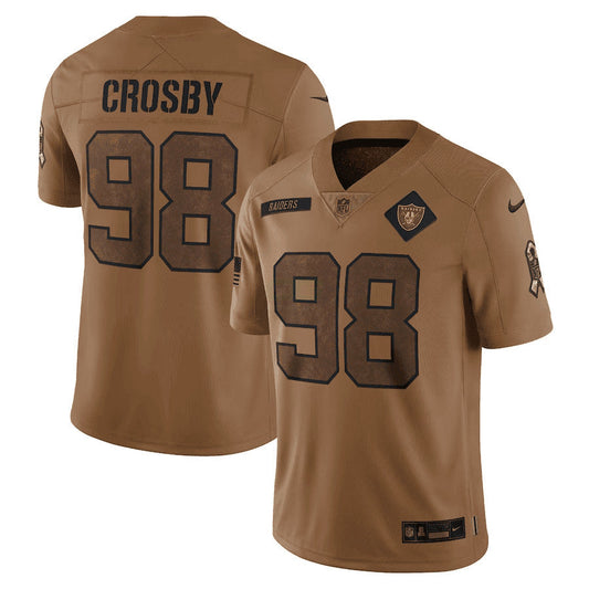 Camisa NFL Maxx Crosby Las Vegas 2023 Salute To Service Limited Jersey – Marrom - Preta