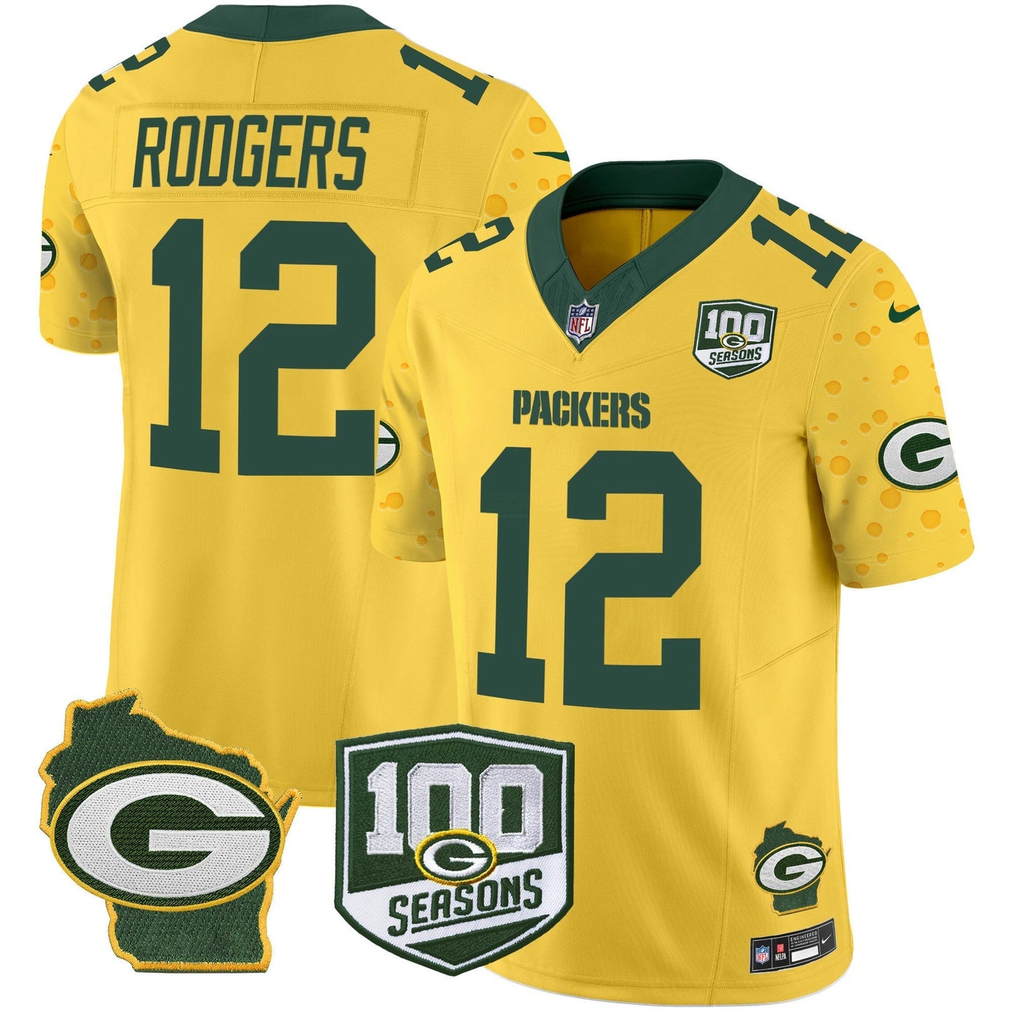 Camisa NFL Men’s 100th Season & Home Patch Cheese Vapor Limited Jersey