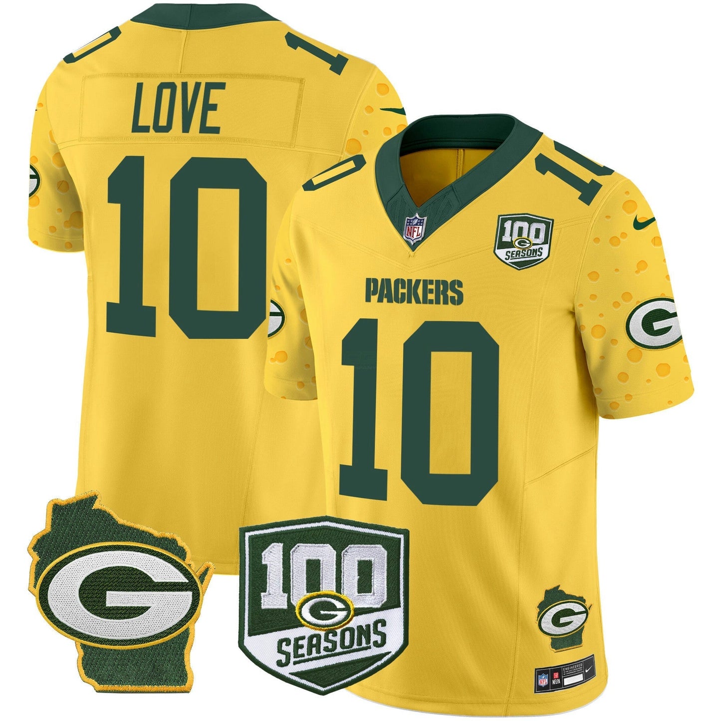 Camisa NFL Men’s 100th Season & Home Patch Cheese Vapor Limited Jersey