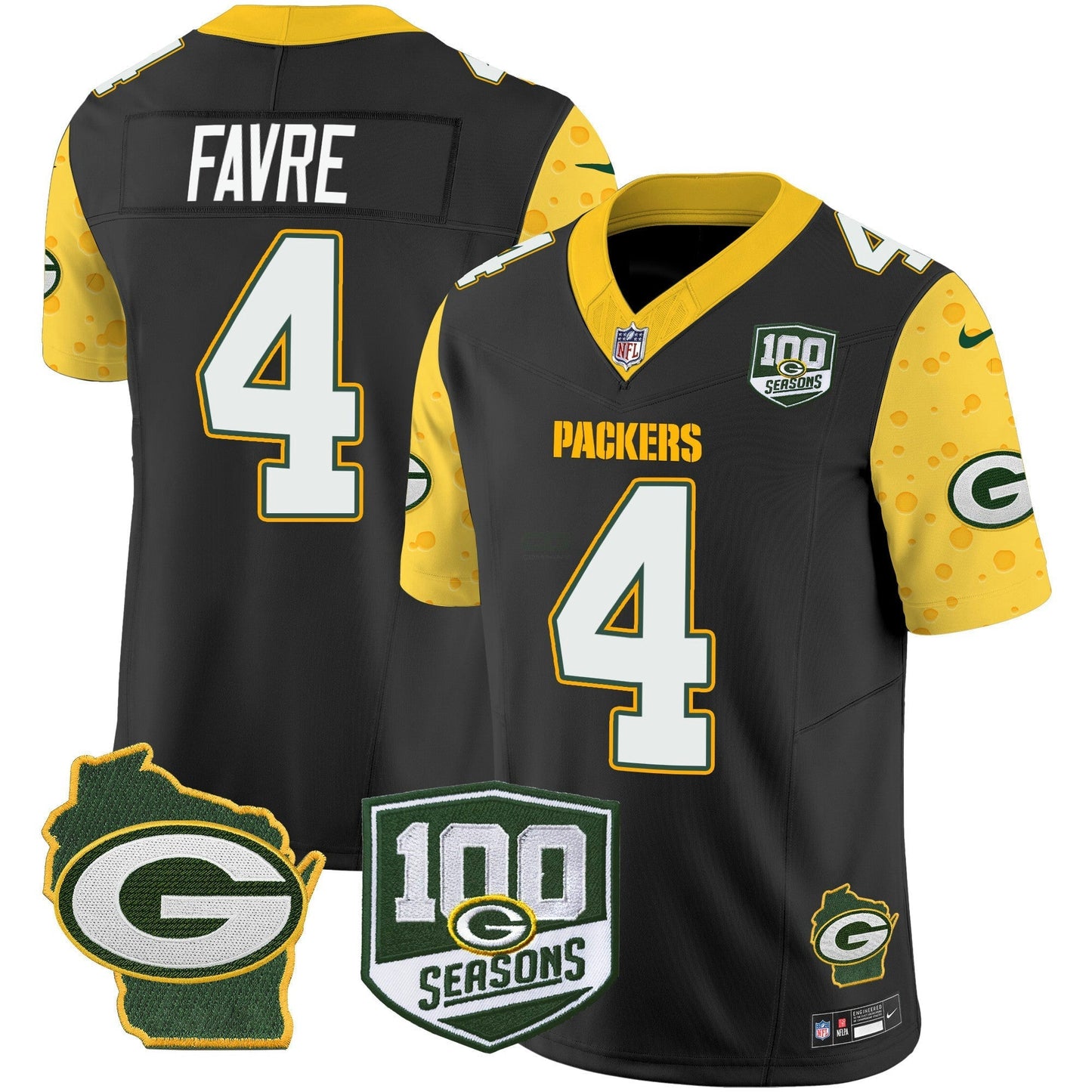 Camisa NFL Men’s 100th Season & Home Patch Cheese Vapor Limited Jersey