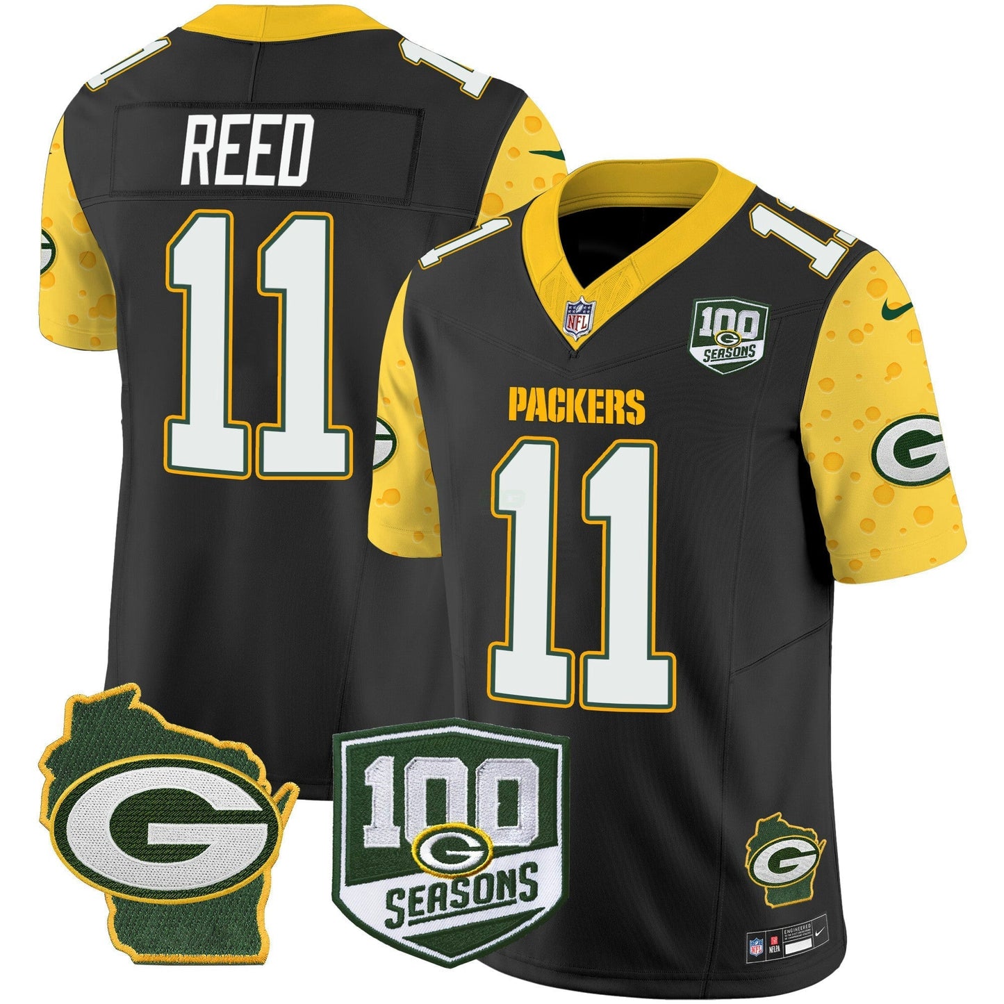 Camisa NFL Men’s 100th Season & Home Patch Cheese Vapor Limited Jersey