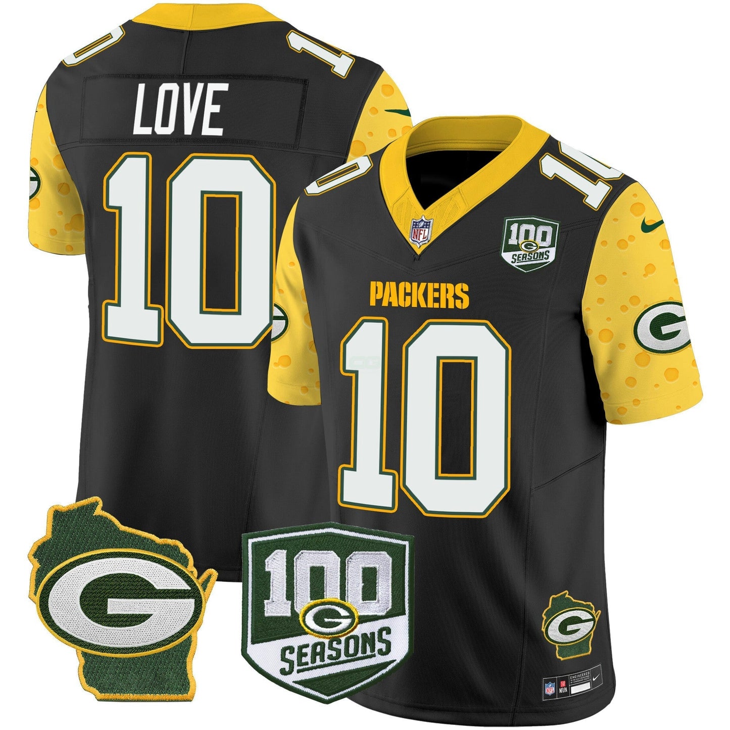 Camisa NFL Men’s 100th Season & Home Patch Cheese Vapor Limited Jersey