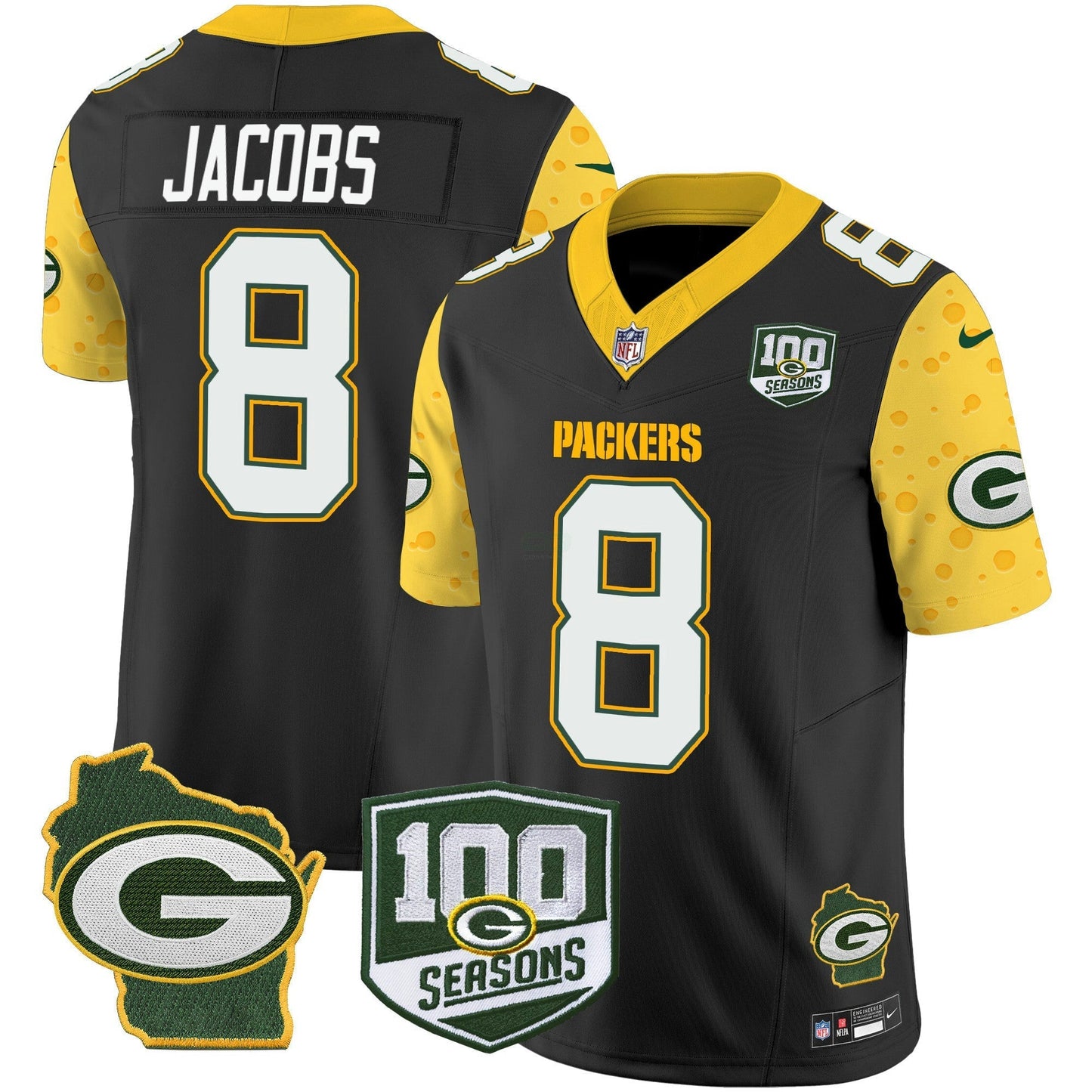 Camisa NFL Men’s 100th Season & Home Patch Cheese Vapor Limited Jersey