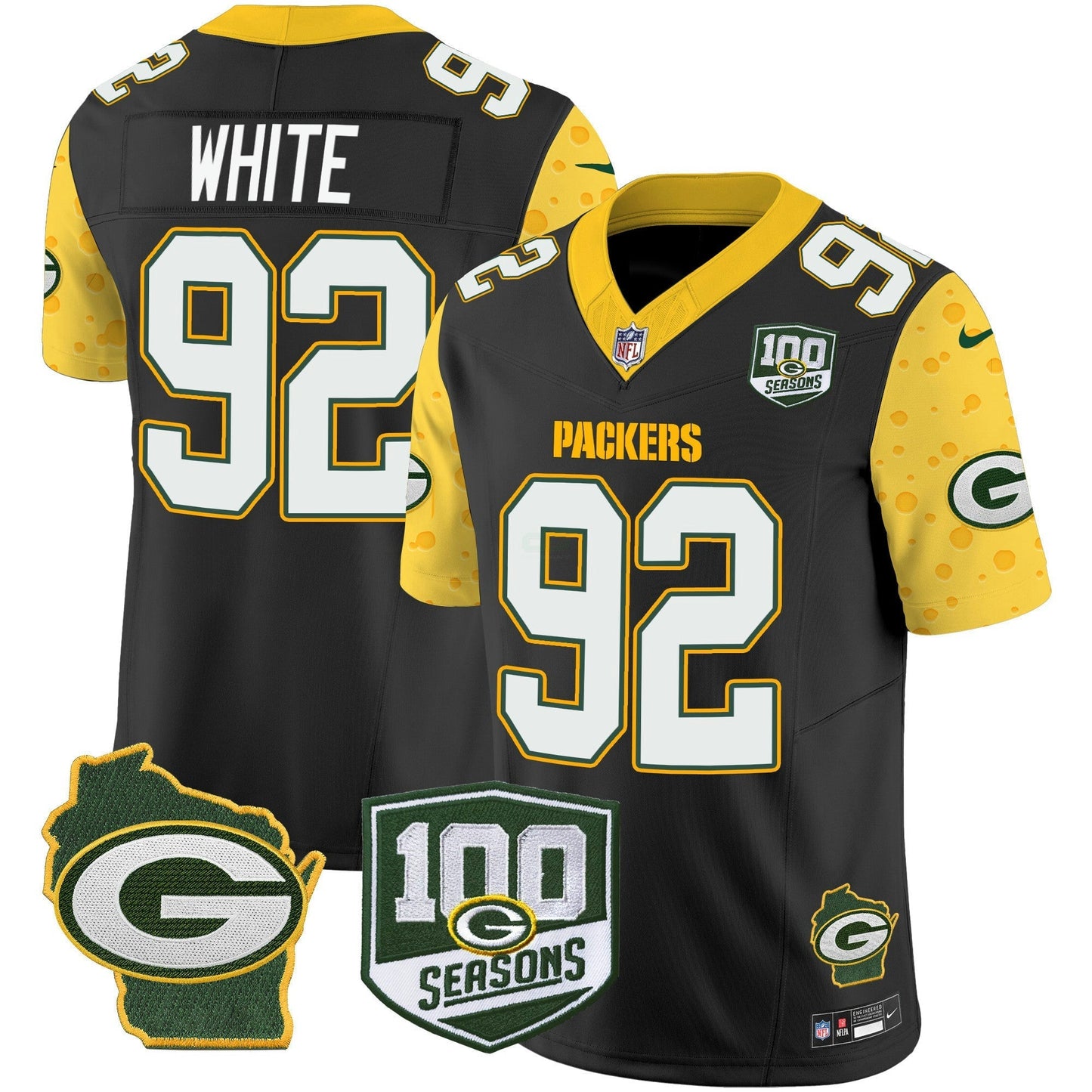 Camisa NFL Men’s 100th Season & Home Patch Cheese Vapor Limited Jersey