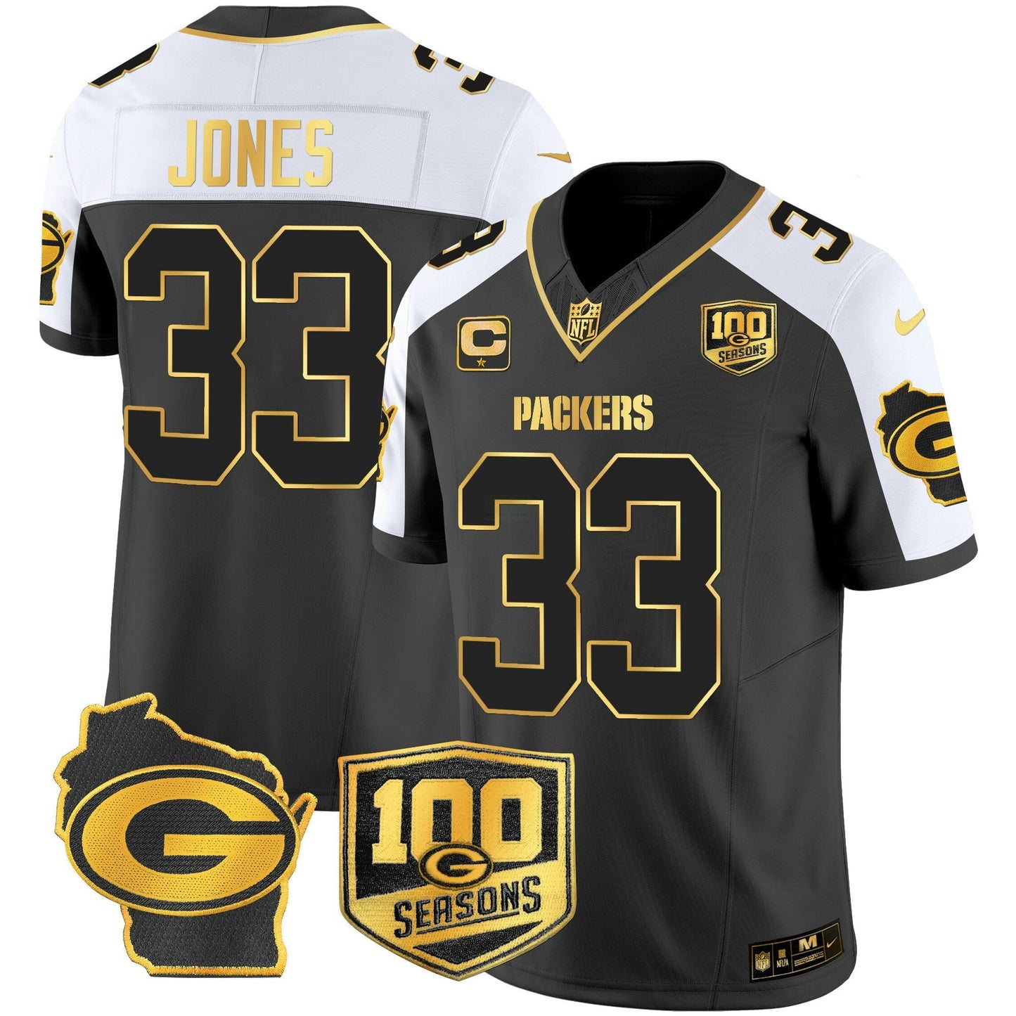 Camisa NFL Men’s 100th Season & Home Patch Dourada Vapor Limited Jersey