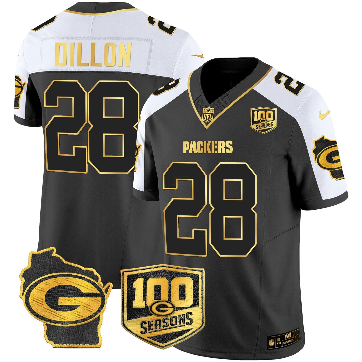 Camisa NFL Men’s 100th Season & Home Patch Dourada Vapor Limited Jersey