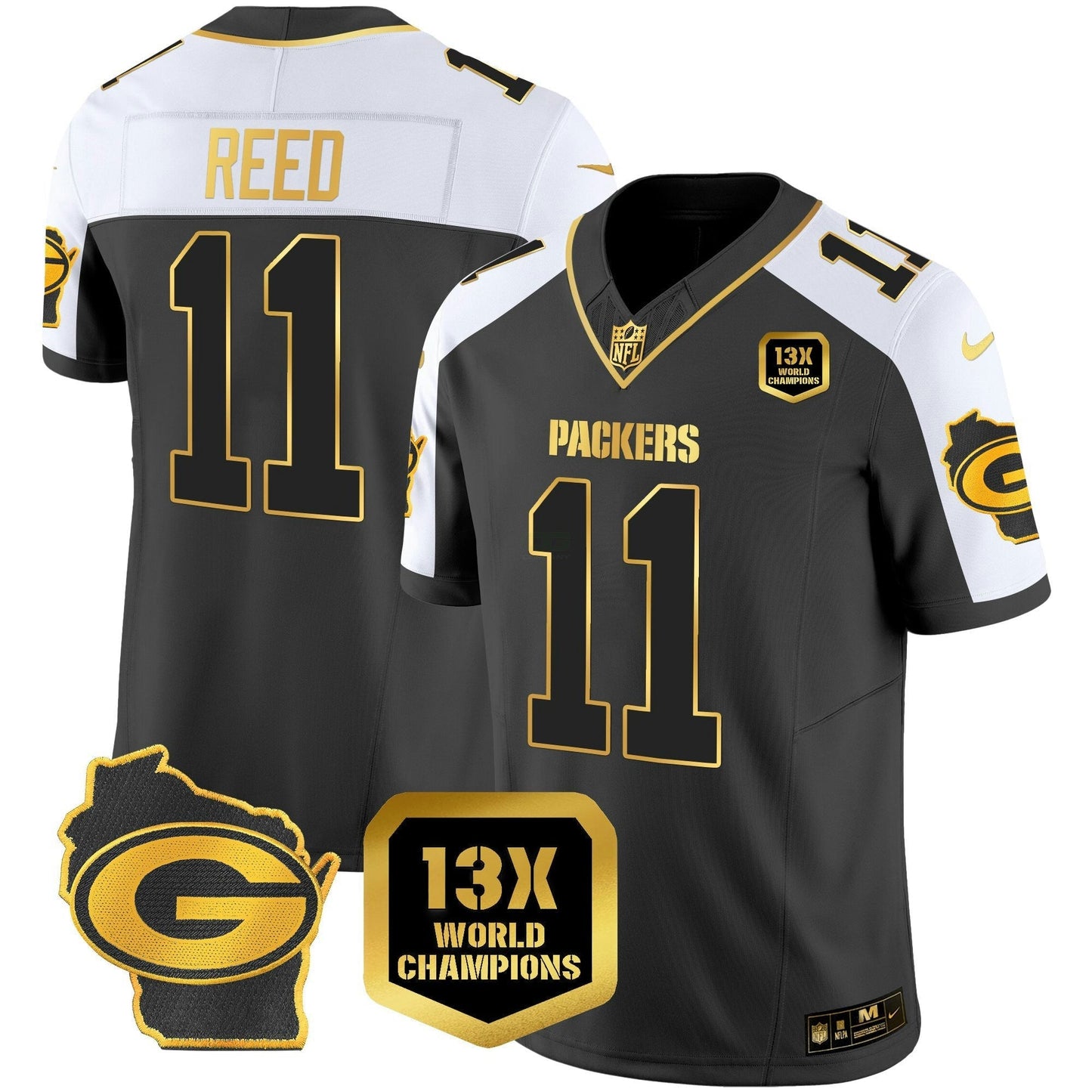Camisa NFL Men’s 13 Time World Champions & Home Patch Dourada Vapor Jersey