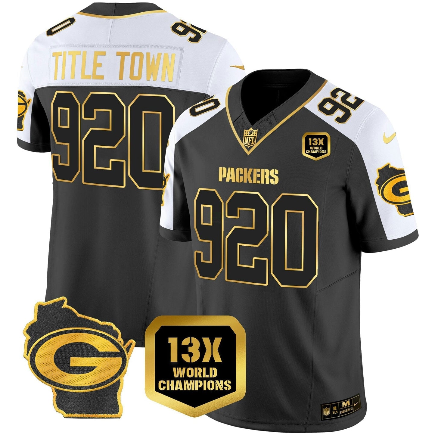 Camisa NFL Men’s 13 Time World Champions & Home Patch Dourada Vapor Jersey