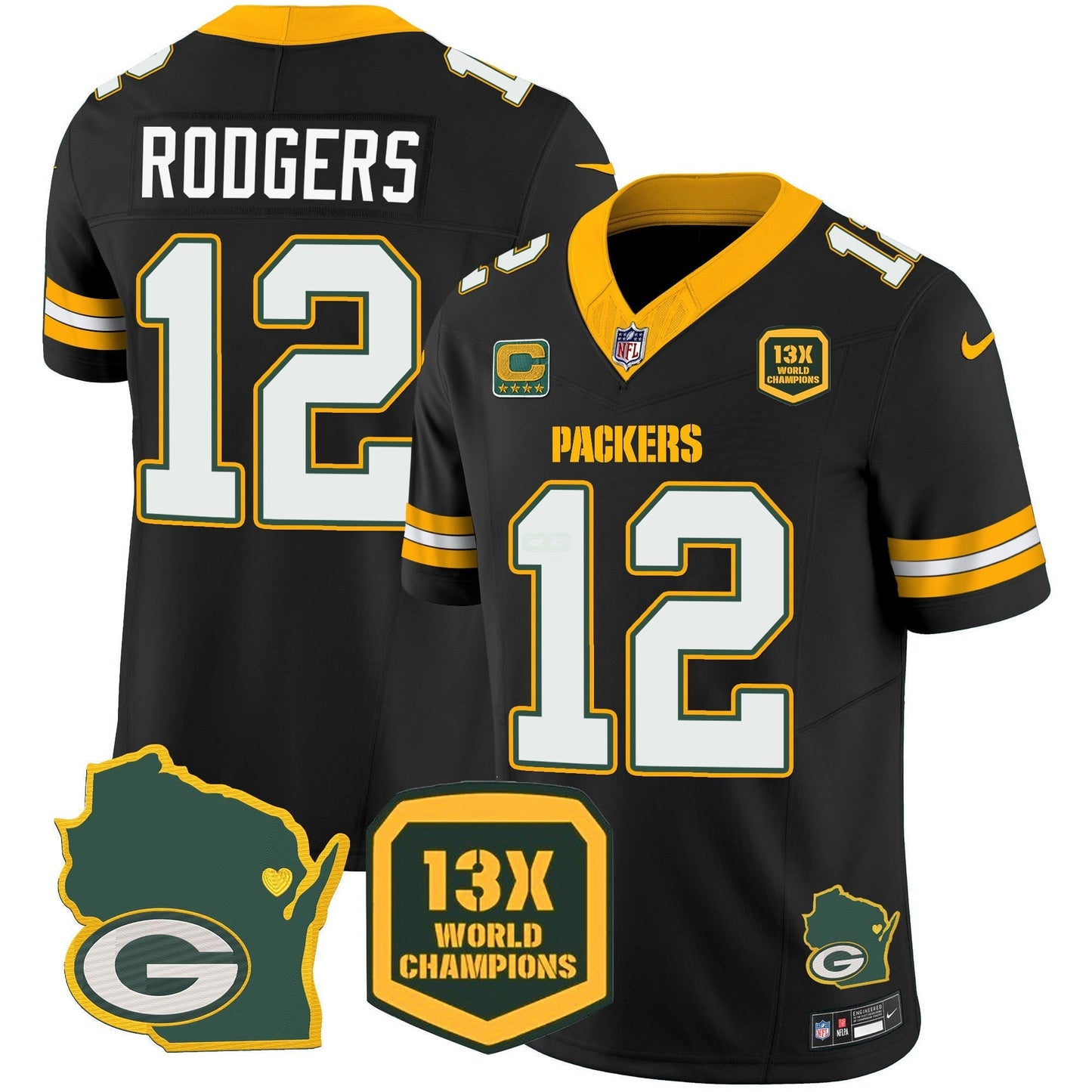 Camisa NFL Men’s 13 Time World Champions & Home Patch Vapor Jersey V2
