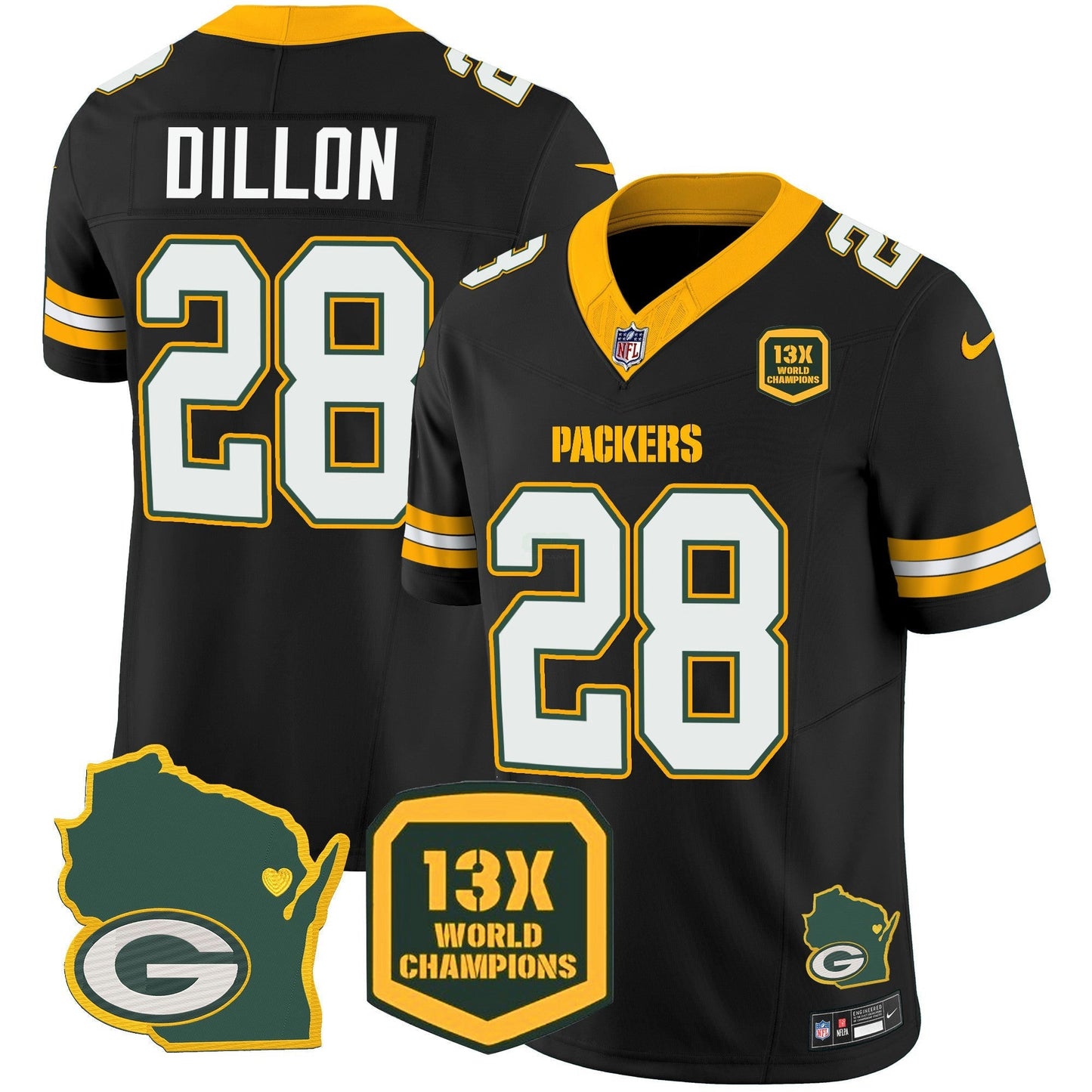 Camisa NFL Men’s 13 Time World Champions & Home Patch Vapor Jersey V2
