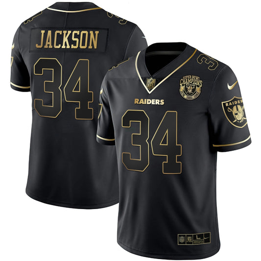 Camisa NFL Men’s 1976 – 1980 – 1983 Super Bowl Champions Patch Branca Dourada and Preta Dourada