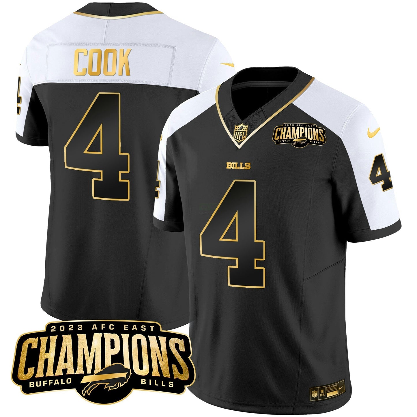 Camisa NFL Men’s 2023 AFC East Champions Patch Dourada Vapor Jersey