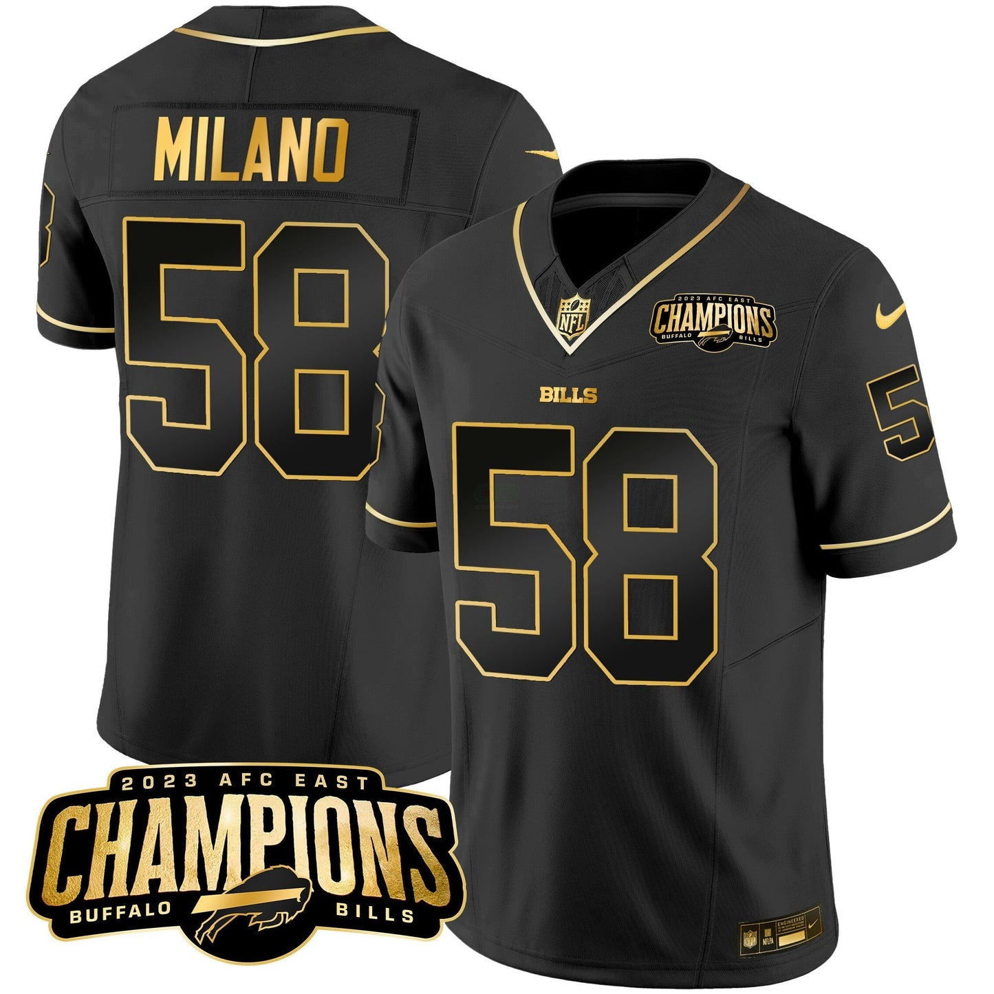 Camisa NFL Men’s 2023 AFC East Champions Patch Dourada Vapor Jersey