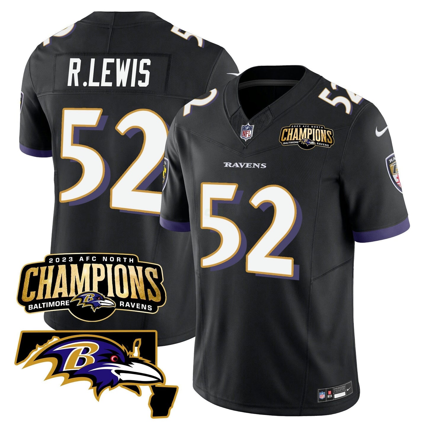Camisa NFL Men’s 2023 AFC North Champions & Maryland Patch Vapor Jersey
