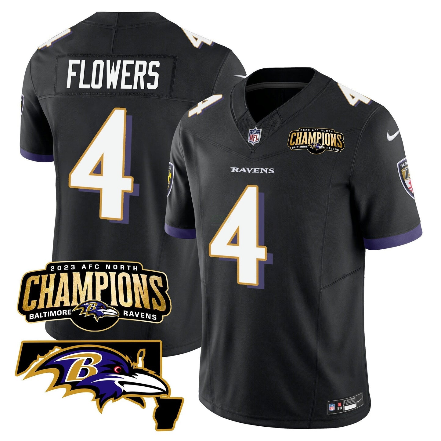 Camisa NFL Men’s 2023 AFC North Champions & Maryland Patch Vapor Jersey
