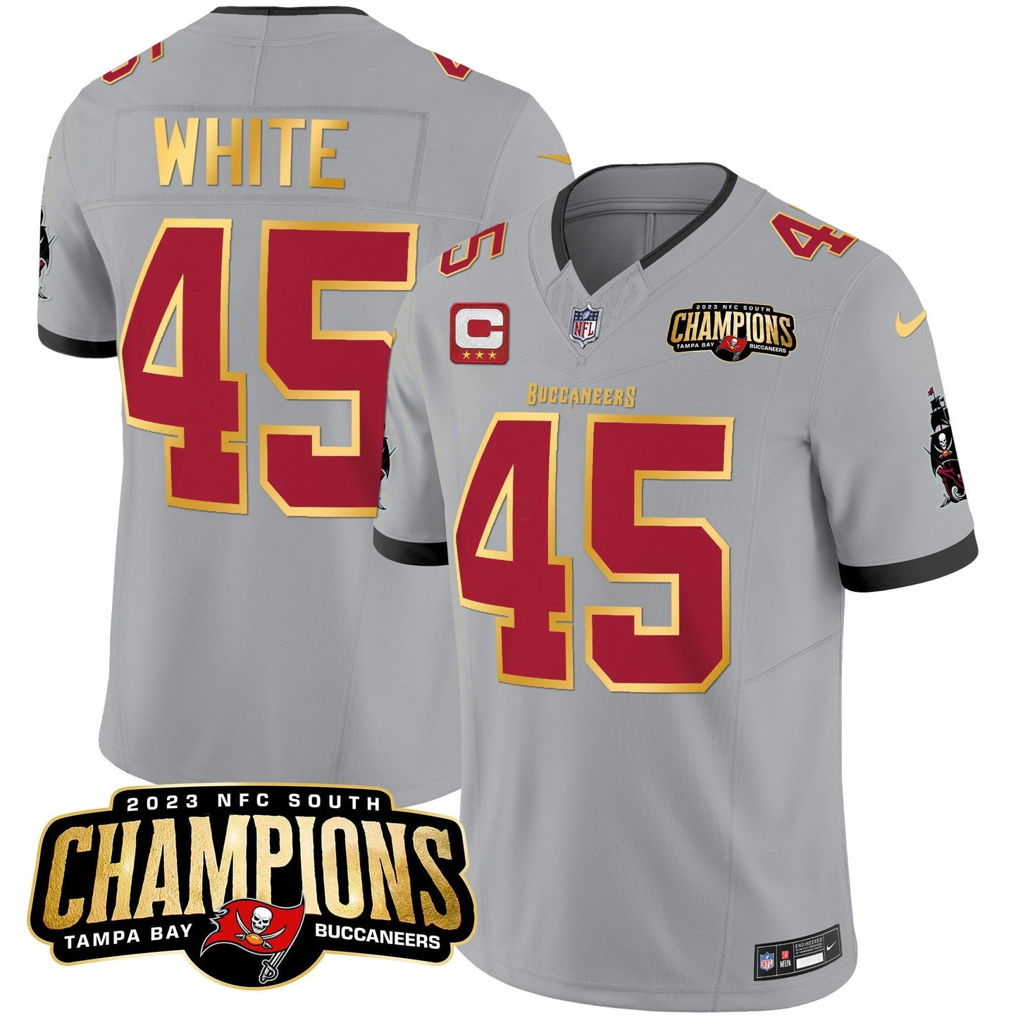 Camisa NFL Men’s 2023 NFC South Champions Patch Dourada Trim Vapor Jersey