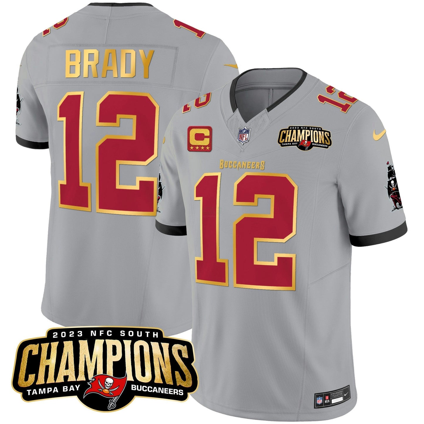 Camisa NFL Men’s 2023 NFC South Champions Patch Dourada Trim Vapor Jersey