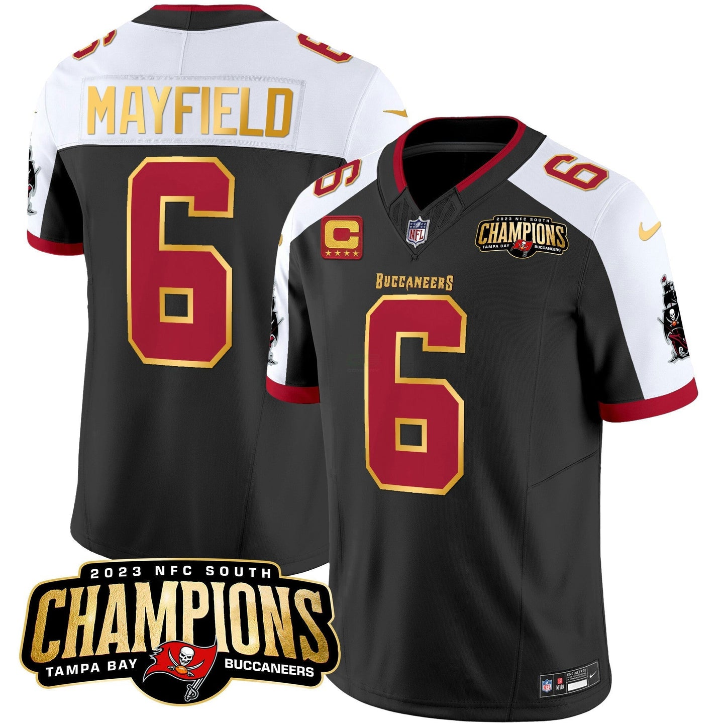 Camisa NFL Men’s 2023 NFC South Champions Patch Dourada Trim Vapor Jersey