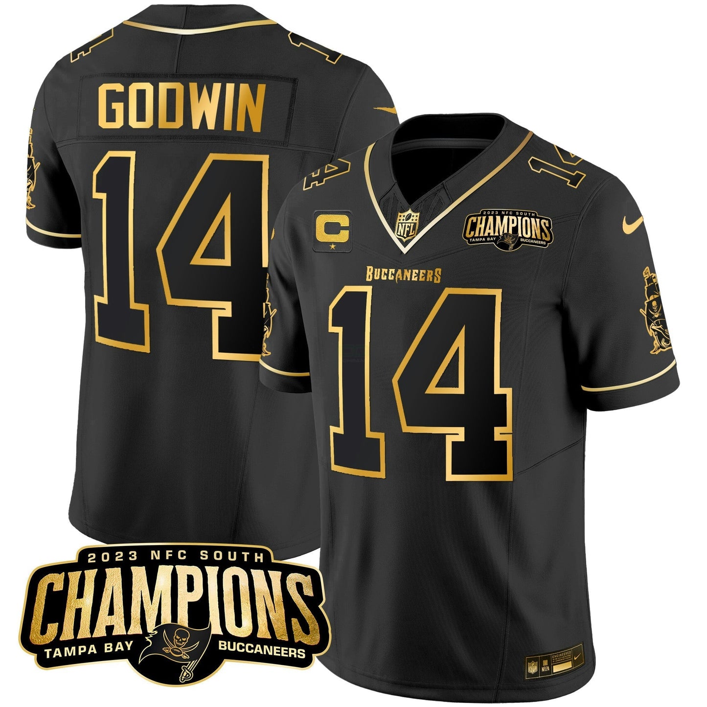 Camisa NFL Men’s 2023 NFC South Champions Patch Dourada Vapor Jersey