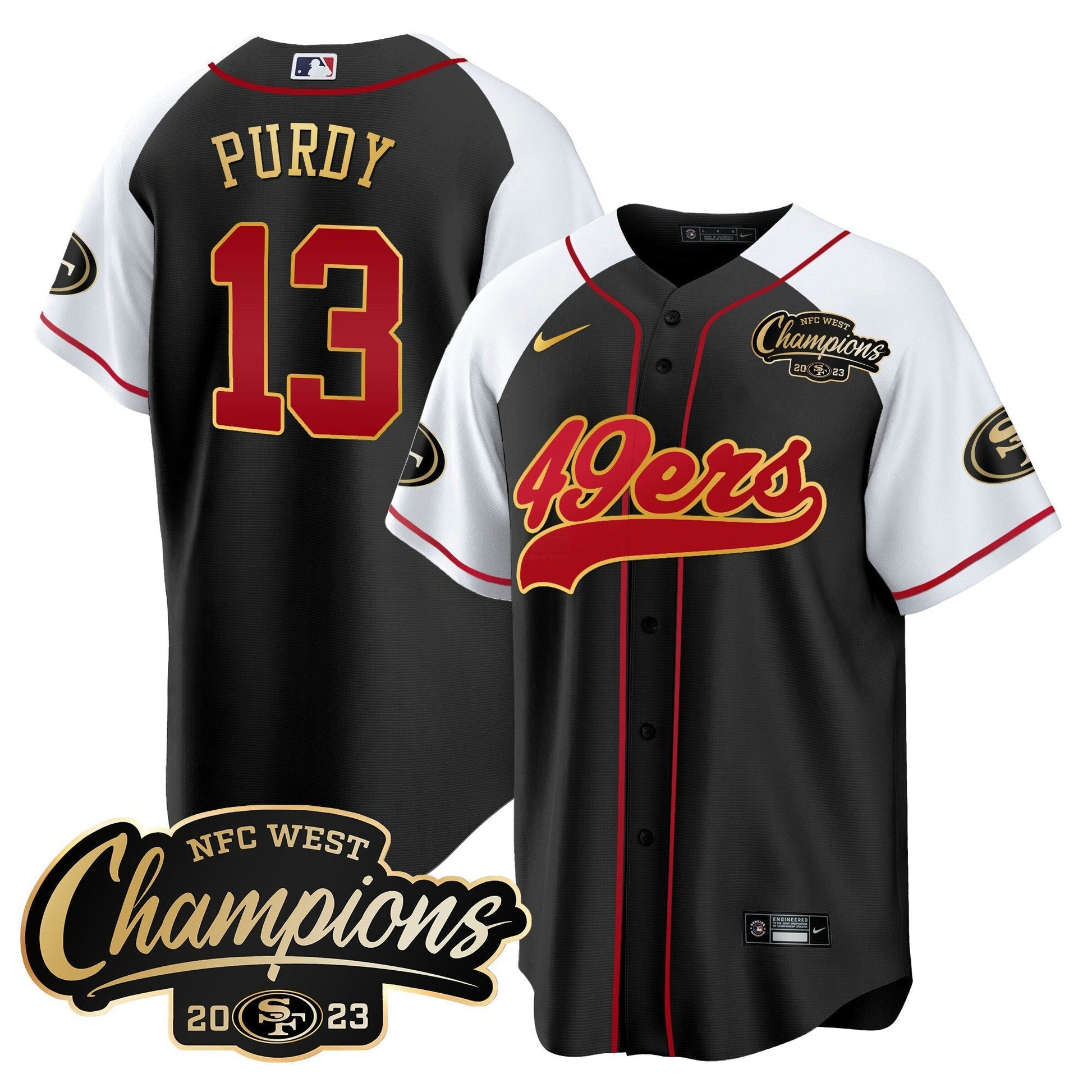 Camisa NFL Men’s 2023 NFC West Champions Baseball Gold Trim Jersey