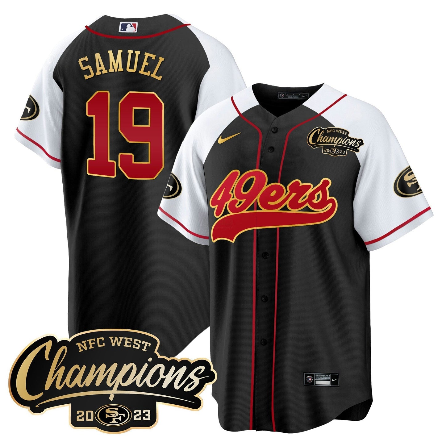 Camisa NFL Men’s 2023 NFC West Champions Baseball Gold Trim Jersey