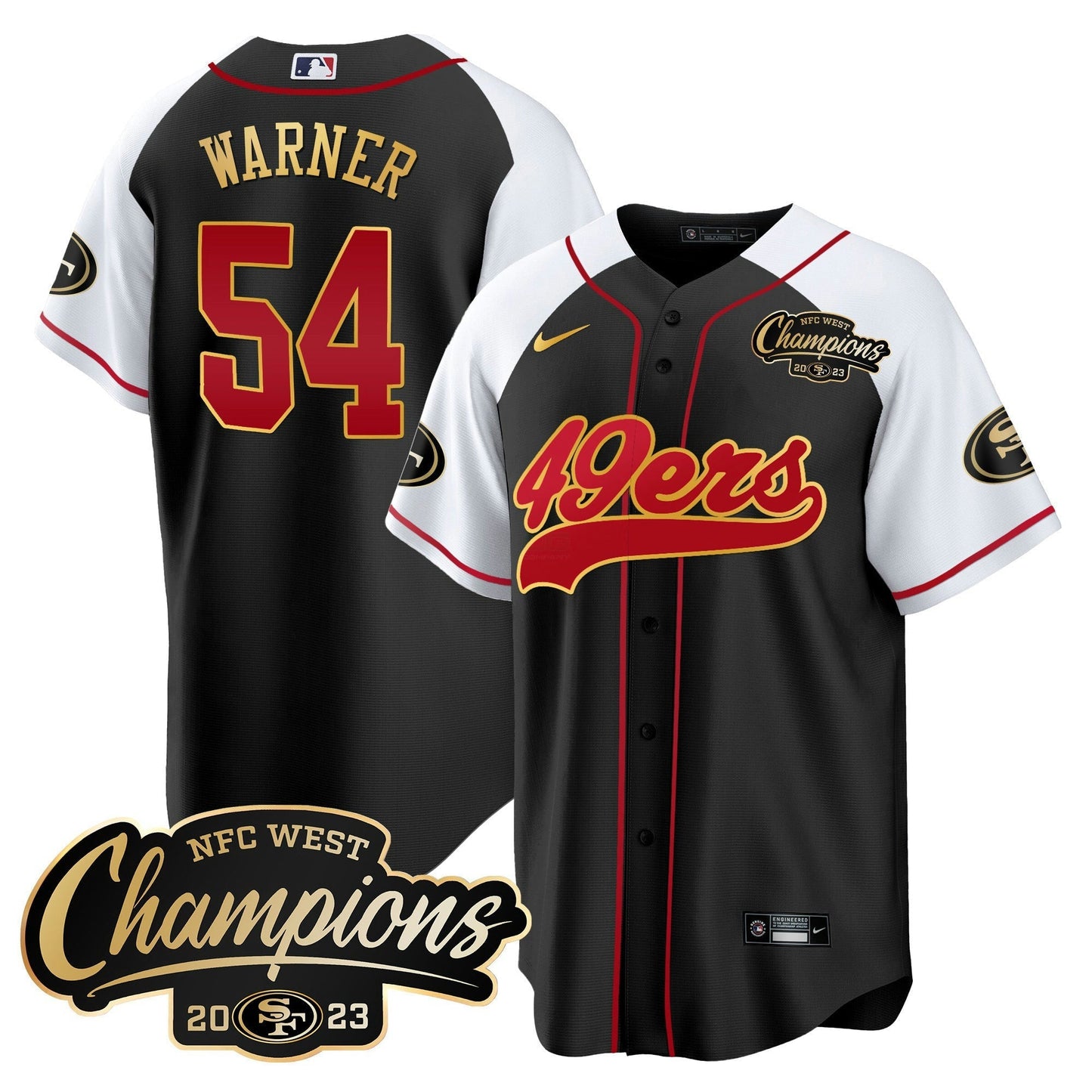 Camisa NFL Men’s 2023 NFC West Champions Baseball Gold Trim Jersey
