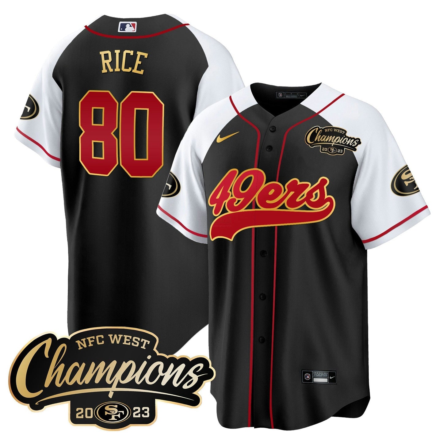 Camisa NFL Men’s 2023 NFC West Champions Baseball Gold Trim Jersey