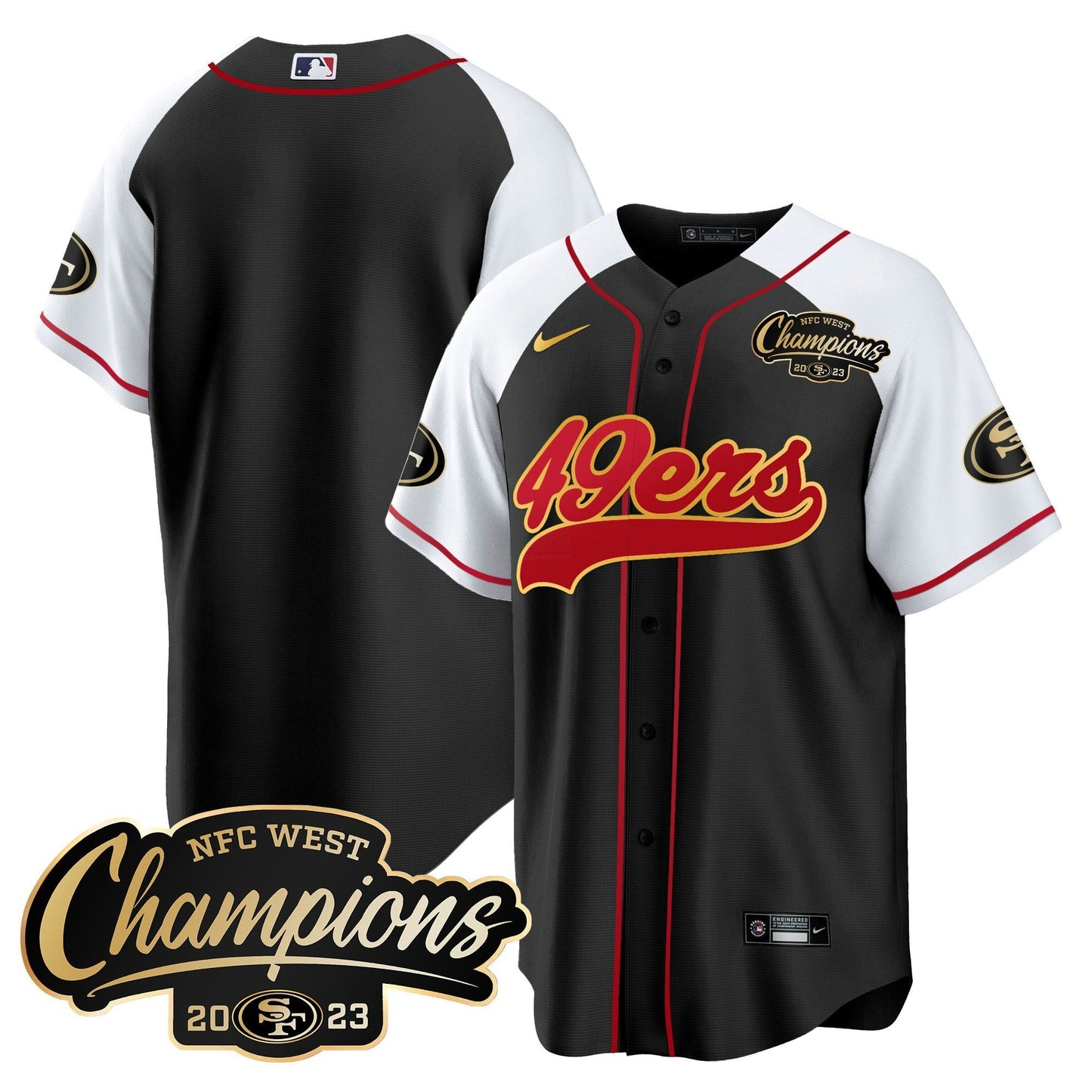 Camisa NFL Men’s 2023 NFC West Champions Baseball Gold Trim Jersey