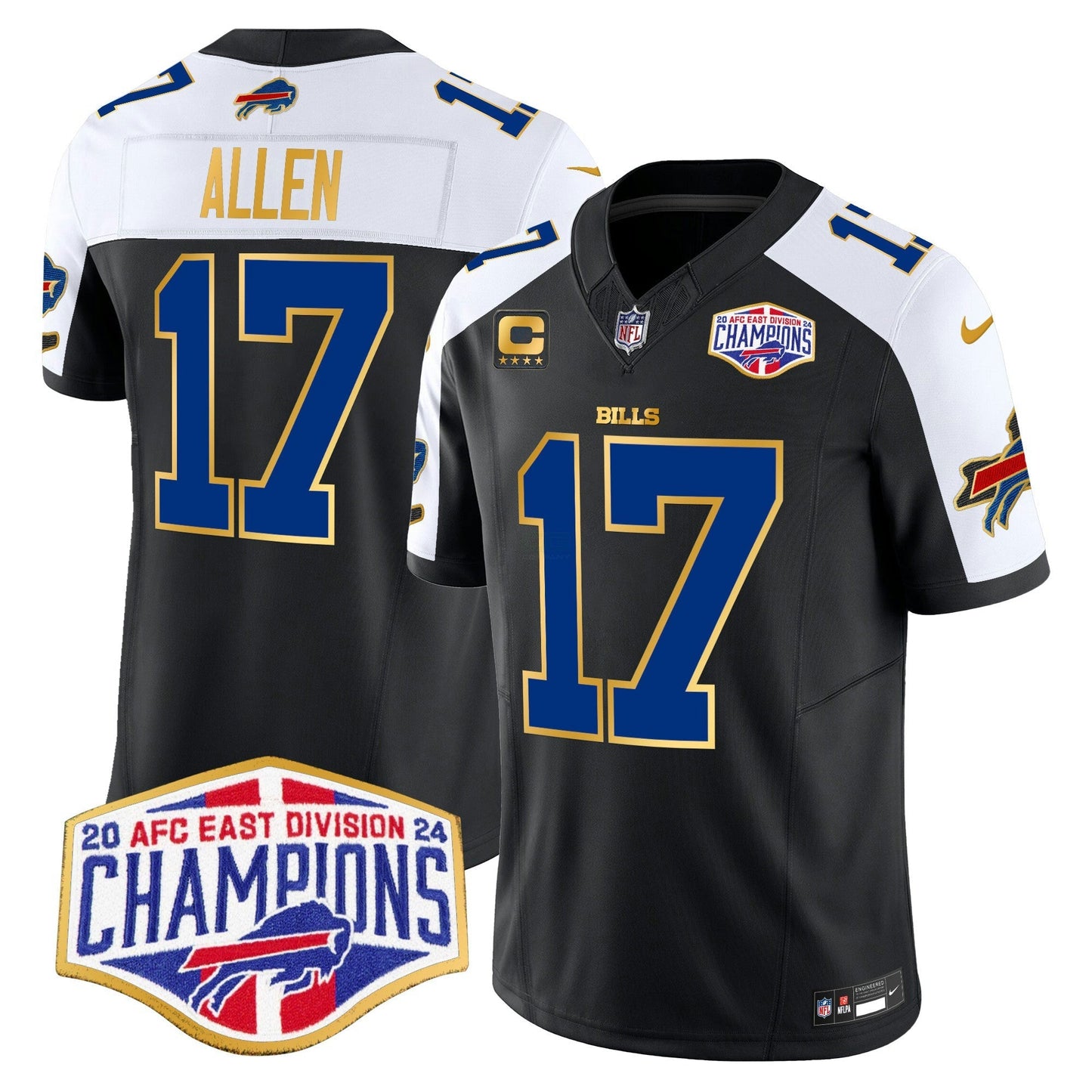 Camisa NFL Men’s 2024 AFC East Division Champions Dourada Trim Vapor Limited Jersey