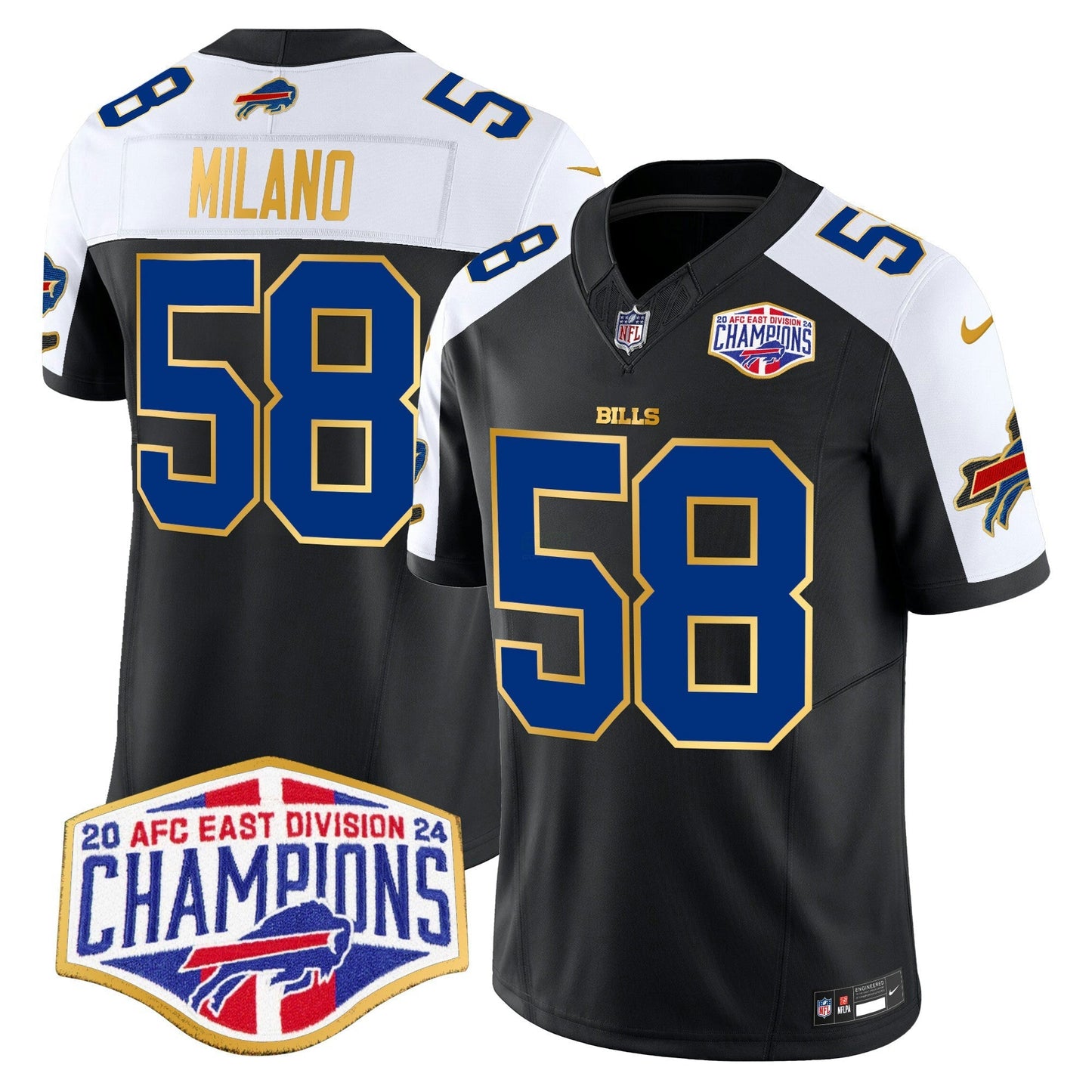 Camisa NFL Men’s 2024 AFC East Division Champions Dourada Trim Vapor Limited Jersey