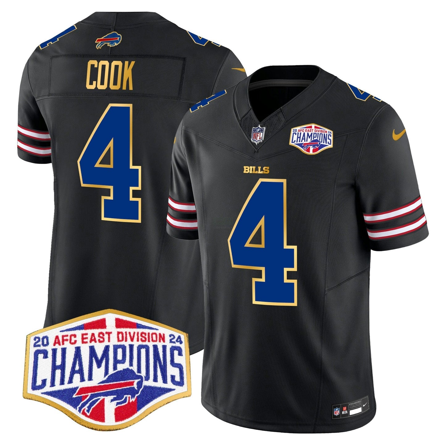 Camisa NFL Men’s 2024 AFC East Division Champions Dourada Trim Vapor Limited Jersey