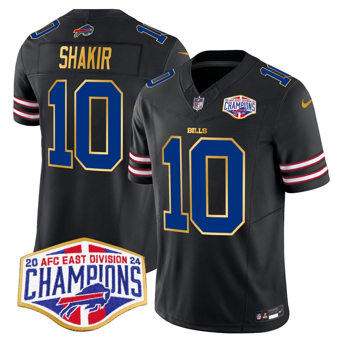 Camisa NFL Men’s 2024 AFC East Division Champions Dourada Trim Vapor Limited Jersey