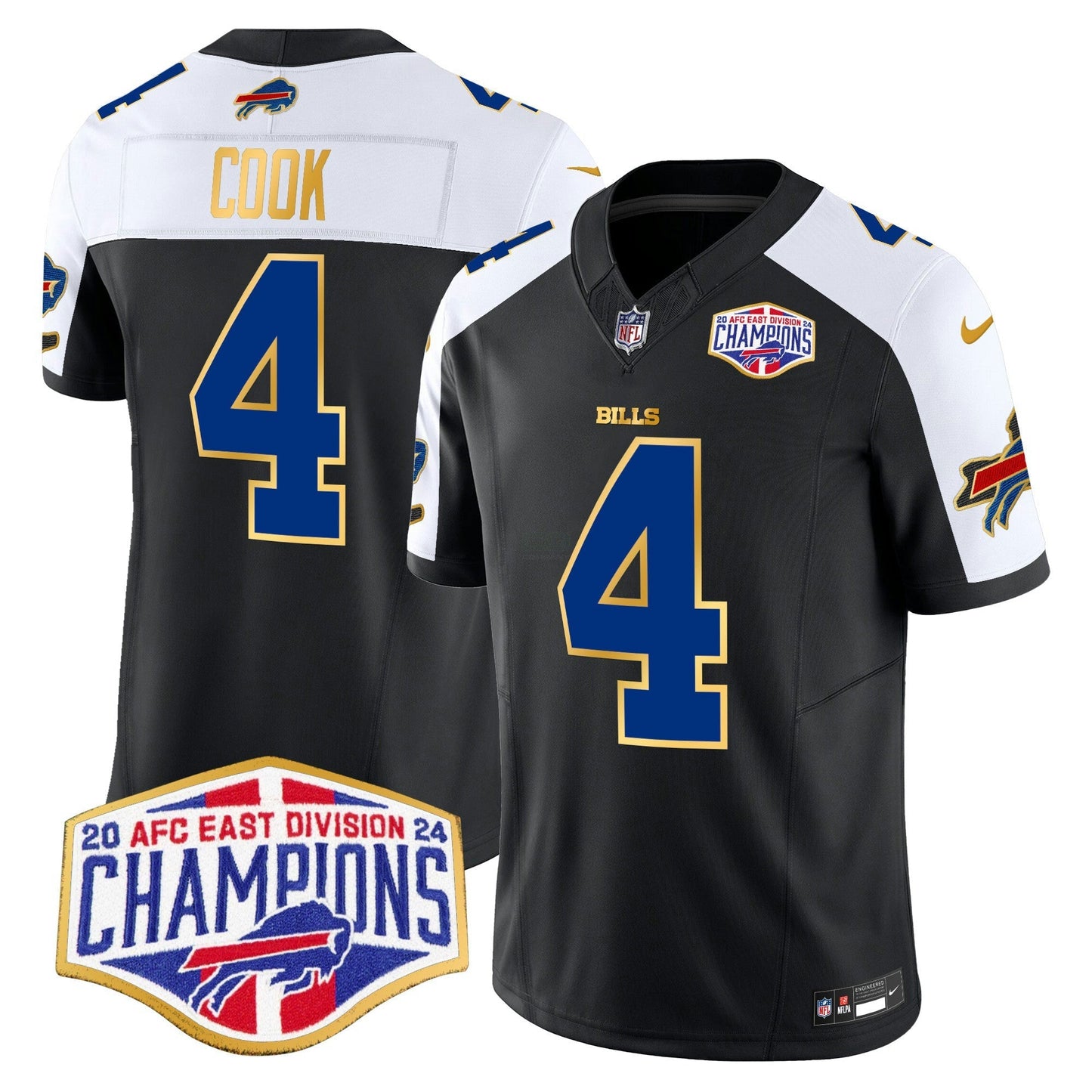 Camisa NFL Men’s 2024 AFC East Division Champions Dourada Trim Vapor Limited Jersey