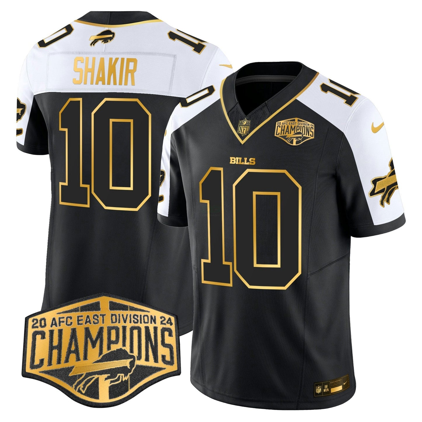 Camisa NFL Men’s 2024 AFC East Division Champions Dourada Vapor Limited Jersey