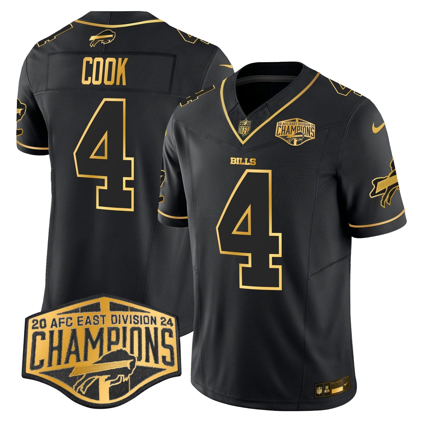 Camisa NFL Men’s 2024 AFC East Division Champions Dourada Vapor Limited Jersey