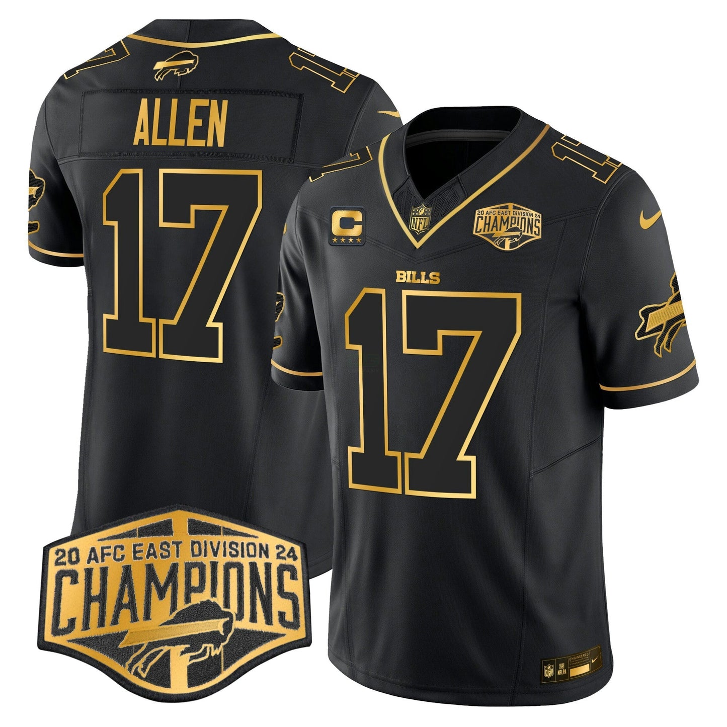 Camisa NFL Men’s 2024 AFC East Division Champions Dourada Vapor Limited Jersey