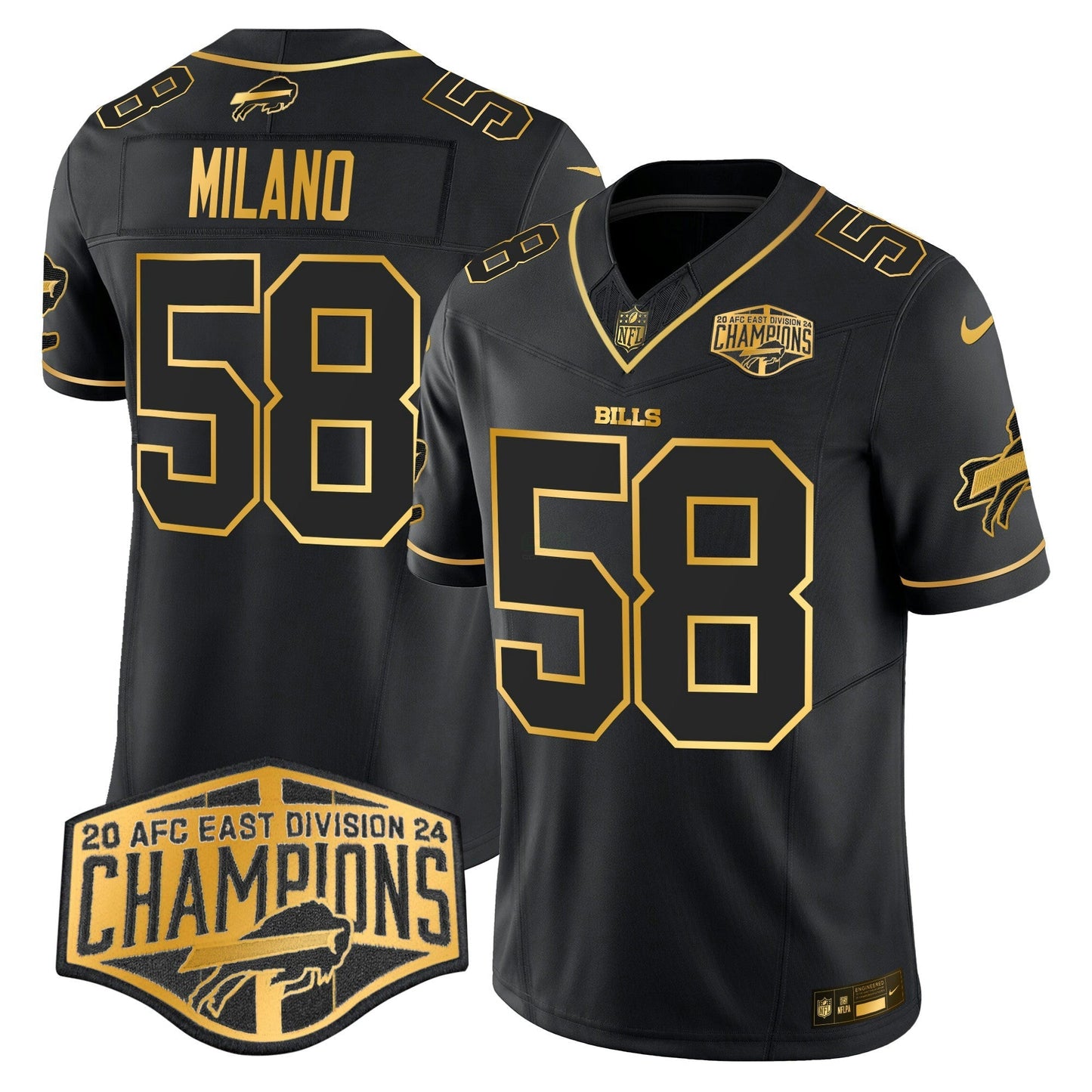 Camisa NFL Men’s 2024 AFC East Division Champions Dourada Vapor Limited Jersey