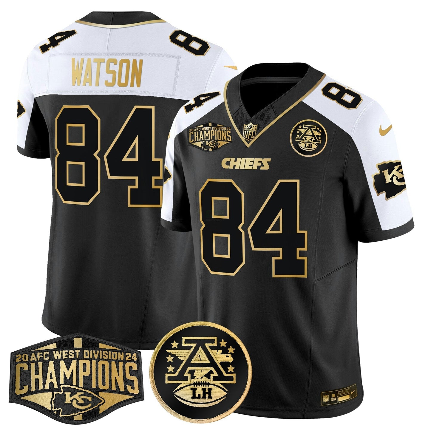 Camisa NFL Men’s 2024 AFC West Division Champions Patch Dourada Vapor Limited Jersey