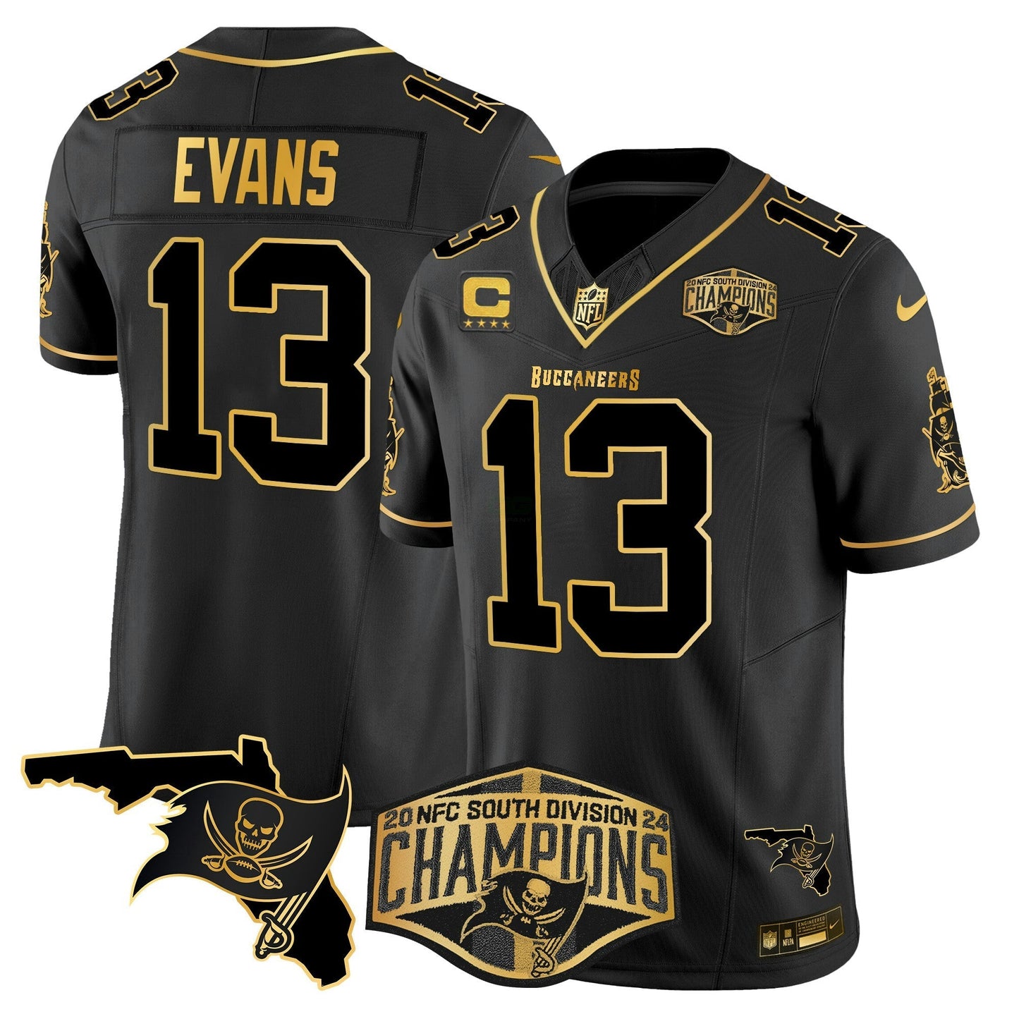 Camisa NFL Men’s 2024 NFC South Division Champions Patch Dourada Vapor Limited Jersey