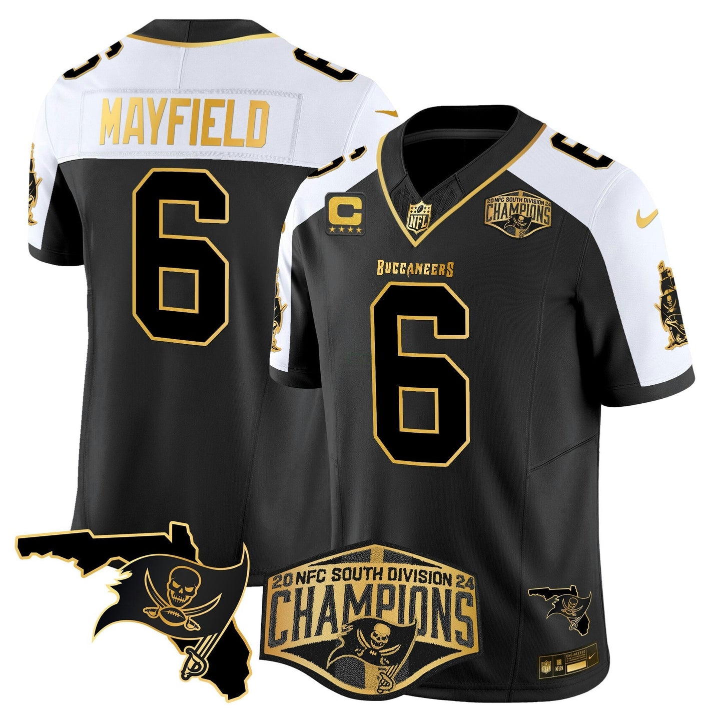 Camisa NFL Men’s 2024 NFC South Division Champions Patch Dourada Vapor Limited Jersey