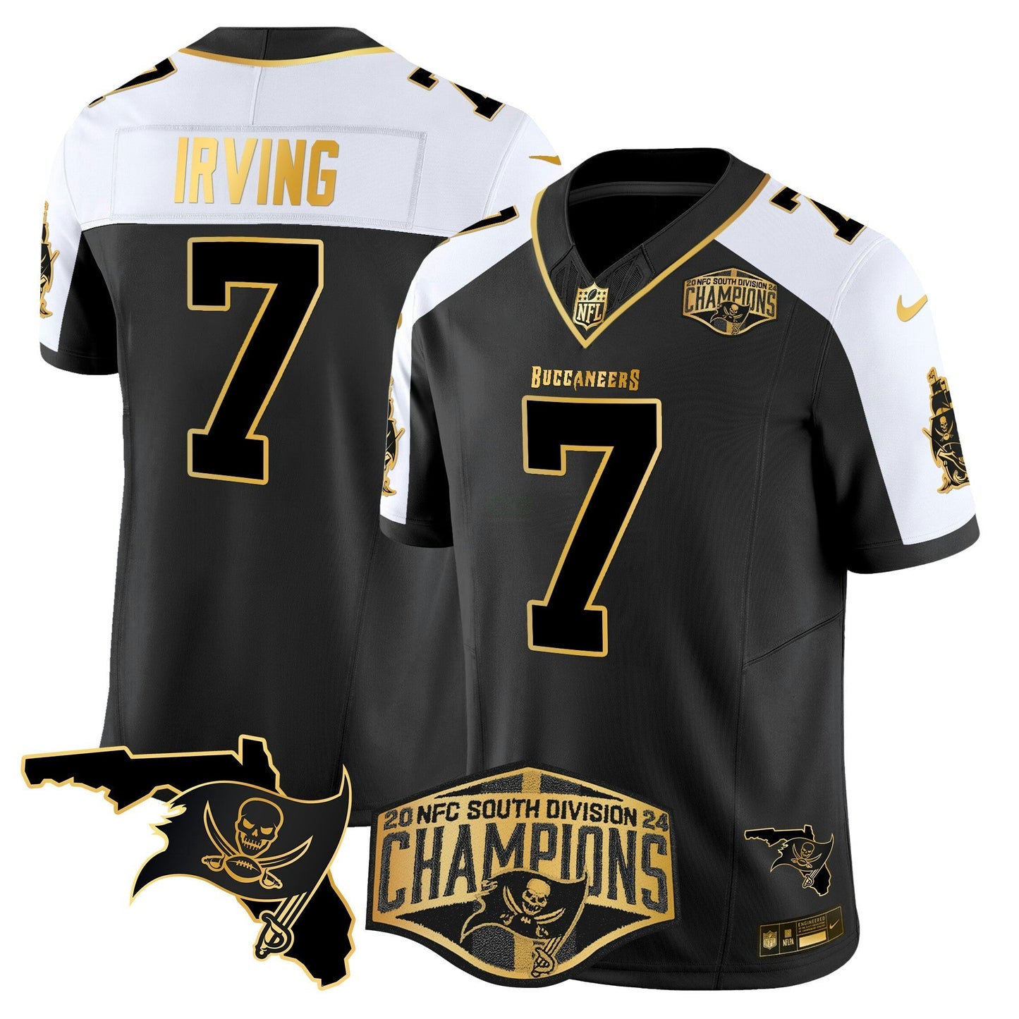 Camisa NFL Men’s 2024 NFC South Division Champions Patch Dourada Vapor Limited Jersey