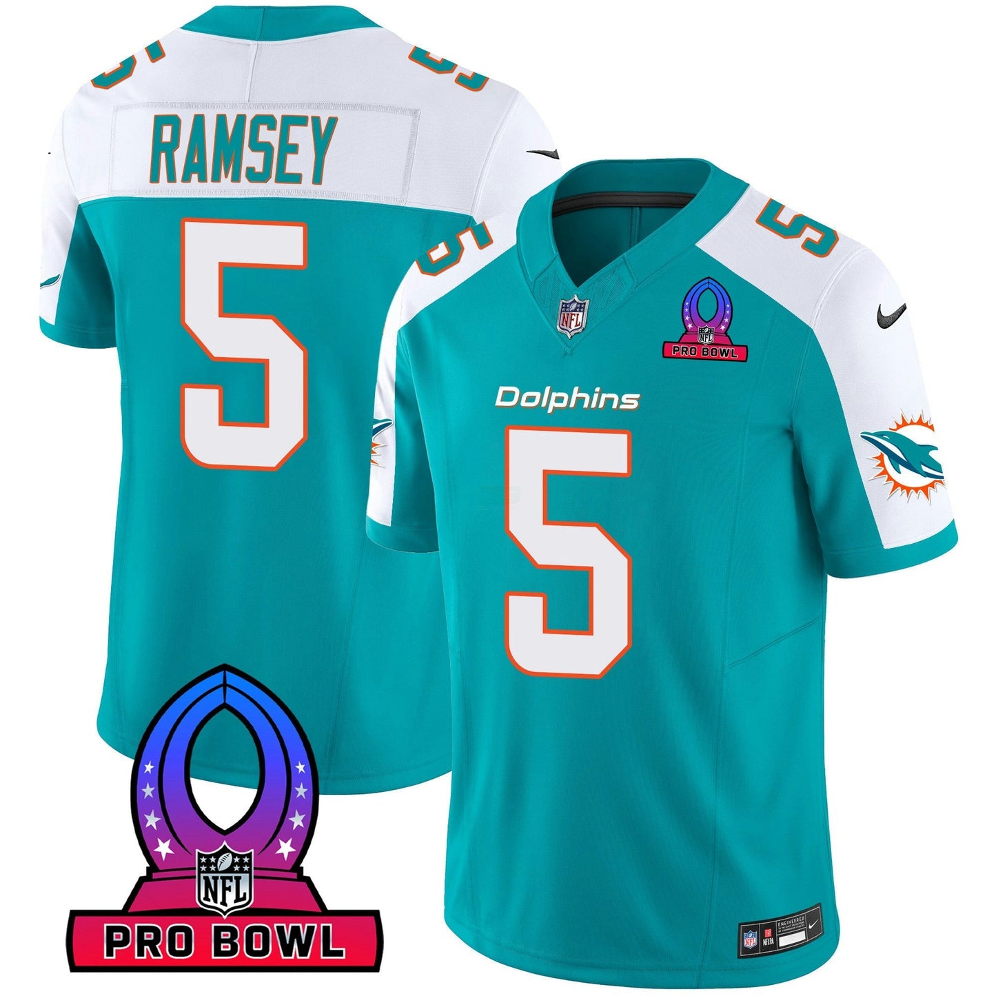 Camisa NFL Miami Dolphins Men’s 2024 Pro Bowl Patch Vapor Jersey