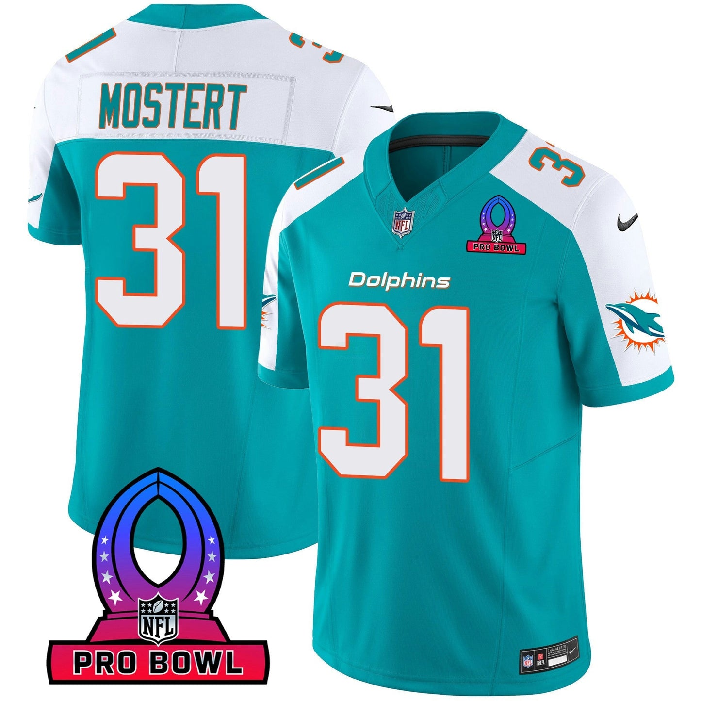 Camisa NFL Miami Dolphins Men’s 2024 Pro Bowl Patch Vapor Jersey