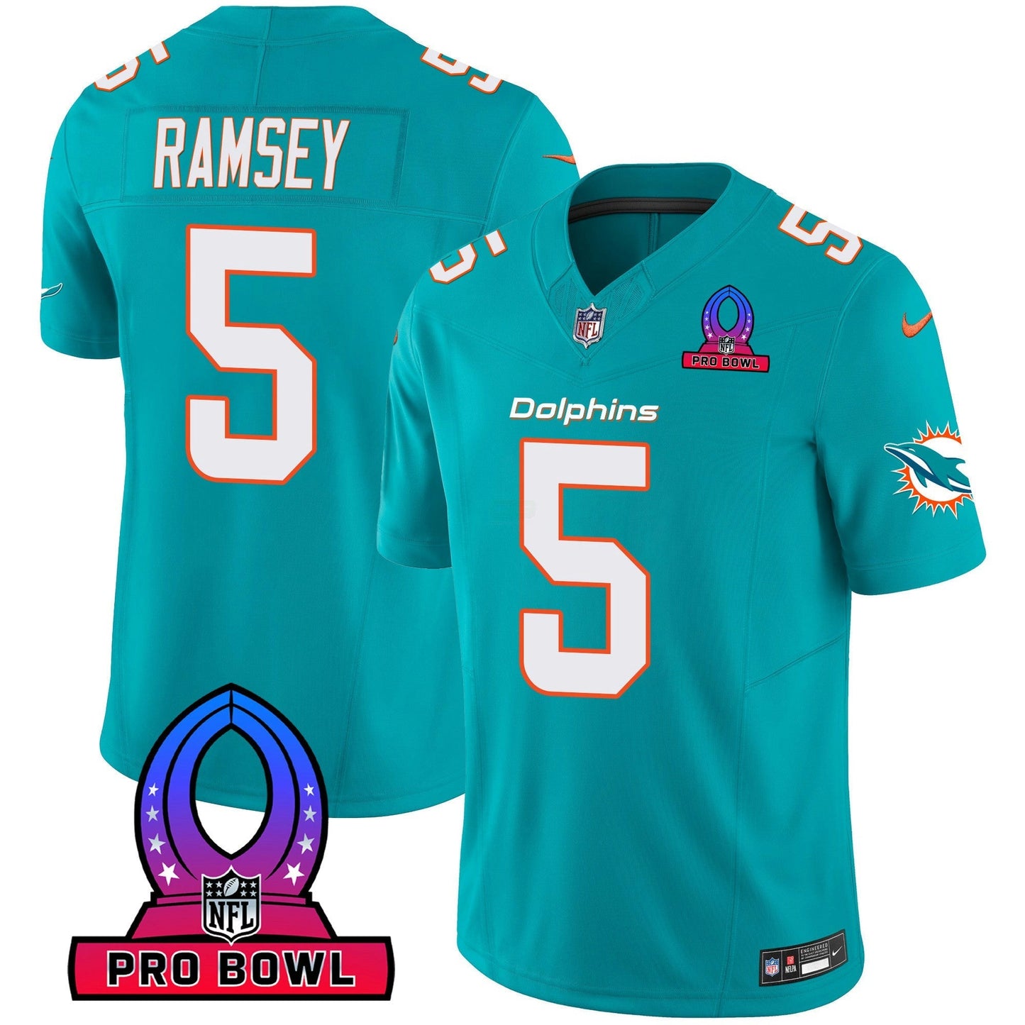 Camisa NFL Miami Dolphins Men’s 2024 Pro Bowl Patch Vapor Jersey